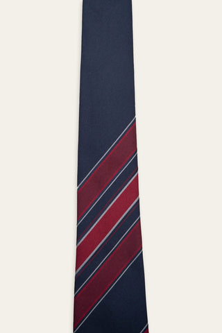 Diagonal striped navy recycled tie