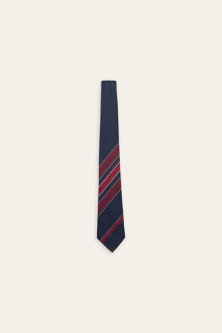 Diagonal striped navy recycled tie