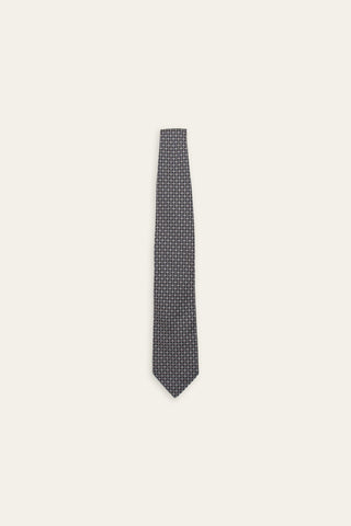 Geometric grey recycled tie