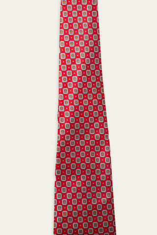 Geometric red recycled tie
