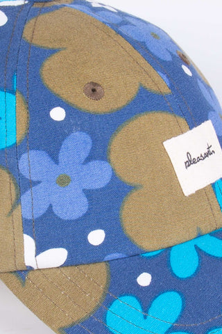 Retro floral blue upcycled cap