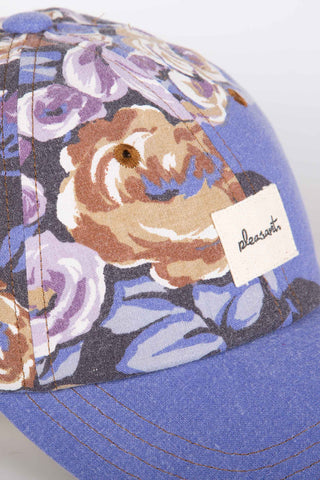 Playful floral blue upcycled cap
