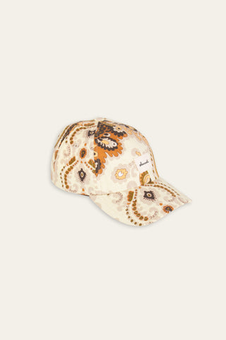 Retro paisley beige upcycled cap
