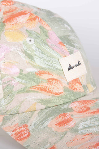 Pastel flowers multicolor upcycled cap