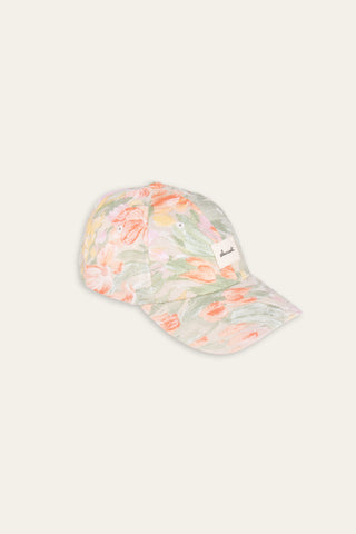 Pastel flowers multicolor upcycled cap