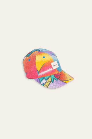 Playful abstract upcycled kids cap