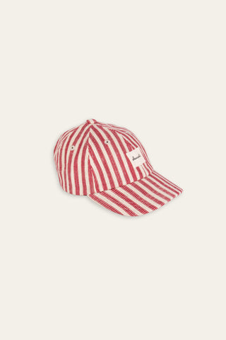 Playful red upcycled kids cap
