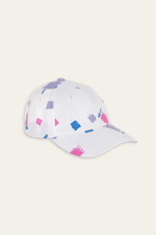 Artistic white upcycled cap