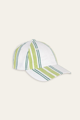Lively white and green upcycled cap