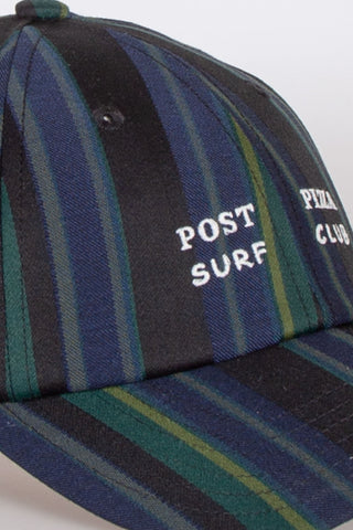 Modern green striped upcycled cap