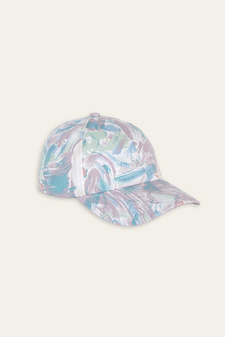 Soft pastel floral upcycled cap