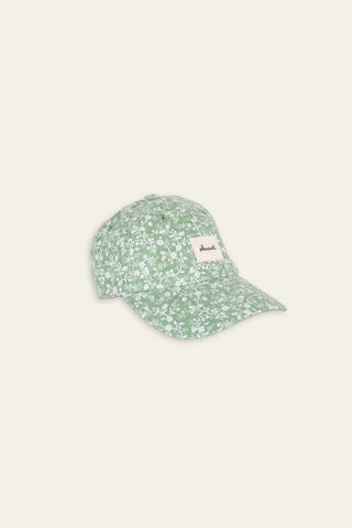Fresh green floral upcycled kids cap