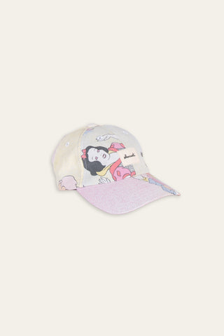 Playful beige patterned upcycled kids cap