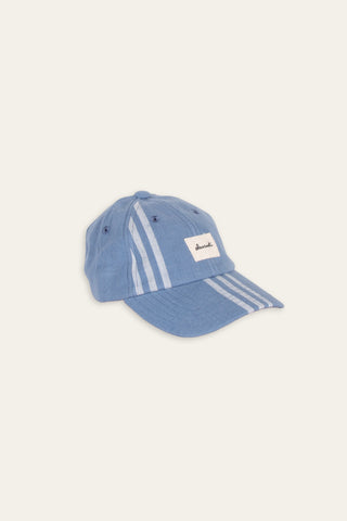 Soft blue striped upcycled kids cap
