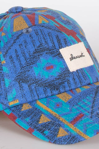 Vibrant blue geometric upcycled cap