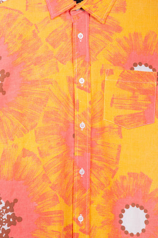 Radiant orange floral upcycled skjorte