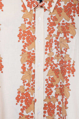 Charming beige floral upcycled skjorte