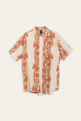 Charming beige floral upcycled skjorte