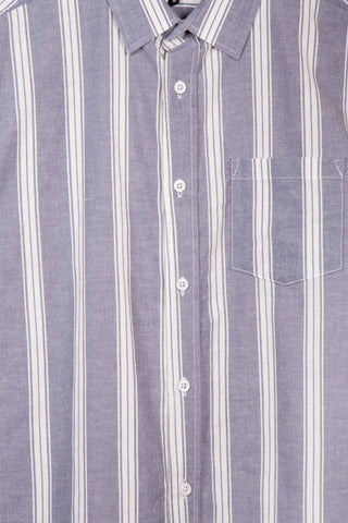 Contrast striped grey upcycled skjorte