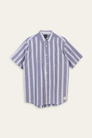 Contrast striped grey upcycled skjorte