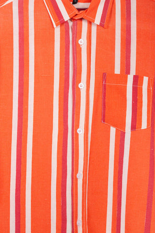 Bold orange patterned upcycled skjorte