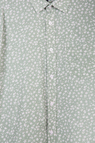 Charming green floral upcycled skjorte