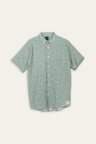 Charming green floral upcycled skjorte