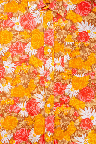 Cheerful orange floral upcycled skjorte