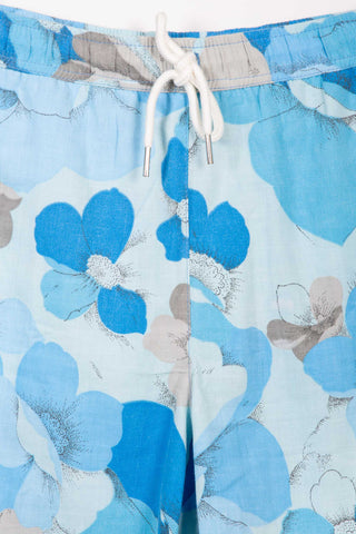 Lively blue floral upcycled shorts