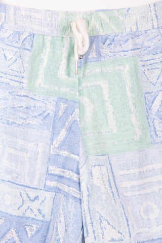 Charming aqua patterned upcycled shorts