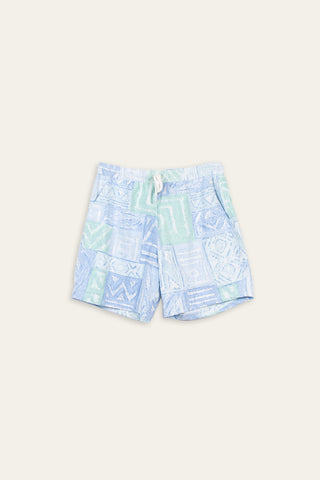 Charming aqua patterned upcycled shorts