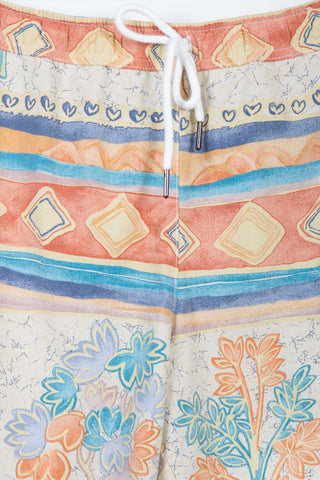 Sunny beige patterned upcycled shorts