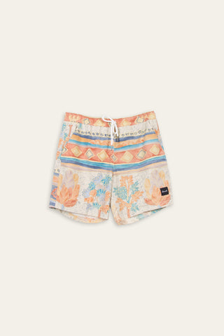 Sunny beige patterned upcycled shorts