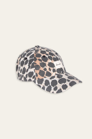 Textured beige patterned upcycled cap