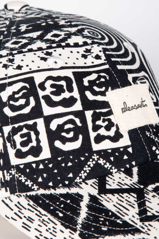 Striking black and white upcycled cap