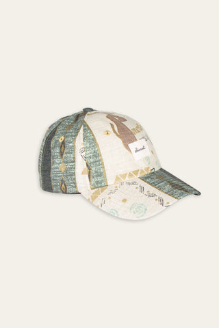 Charming beige abstract upcycled cap