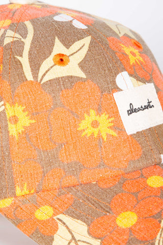 Vibrant brown floral upcycled cap