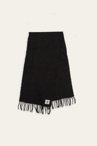 Black wool recycled scarf