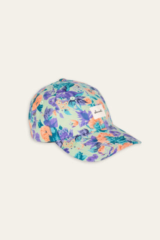 Throwback multicolored floral upcycled cap