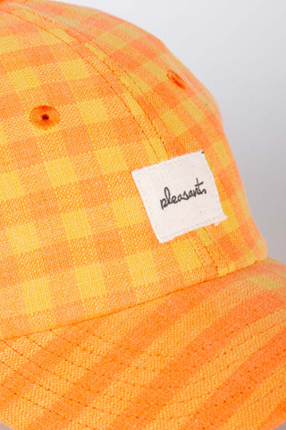 Retro checkered orange upcycled cap