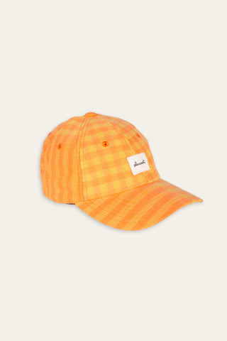 Retro checkered orange upcycled cap