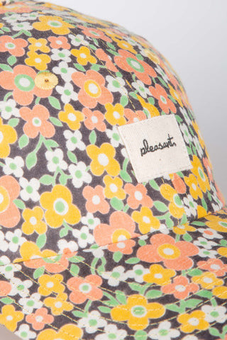 Mid-century floral multicolored upcycled cap