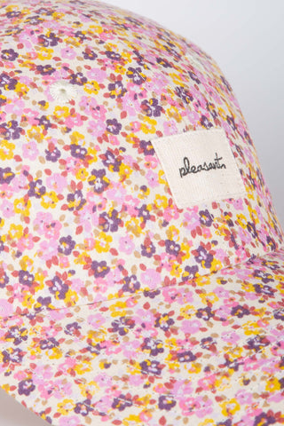 Retro floral multicolored upcycled cap
