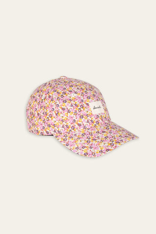 Retro floral multicolored upcycled cap