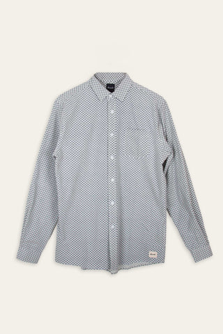 Refined geometric grey upcycled shirt
