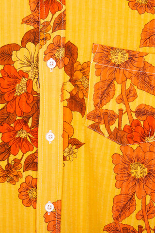 Vibrant floral yellow upcycled shirt