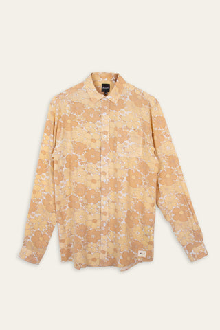 Retro floral yellow upcycled shirt