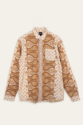 Ornate beige upcycled shirt