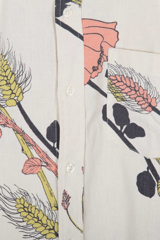 Crisp botanical white upcycled shirt
