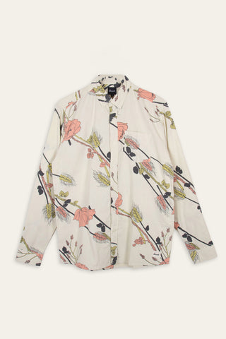 Crisp botanical white upcycled shirt